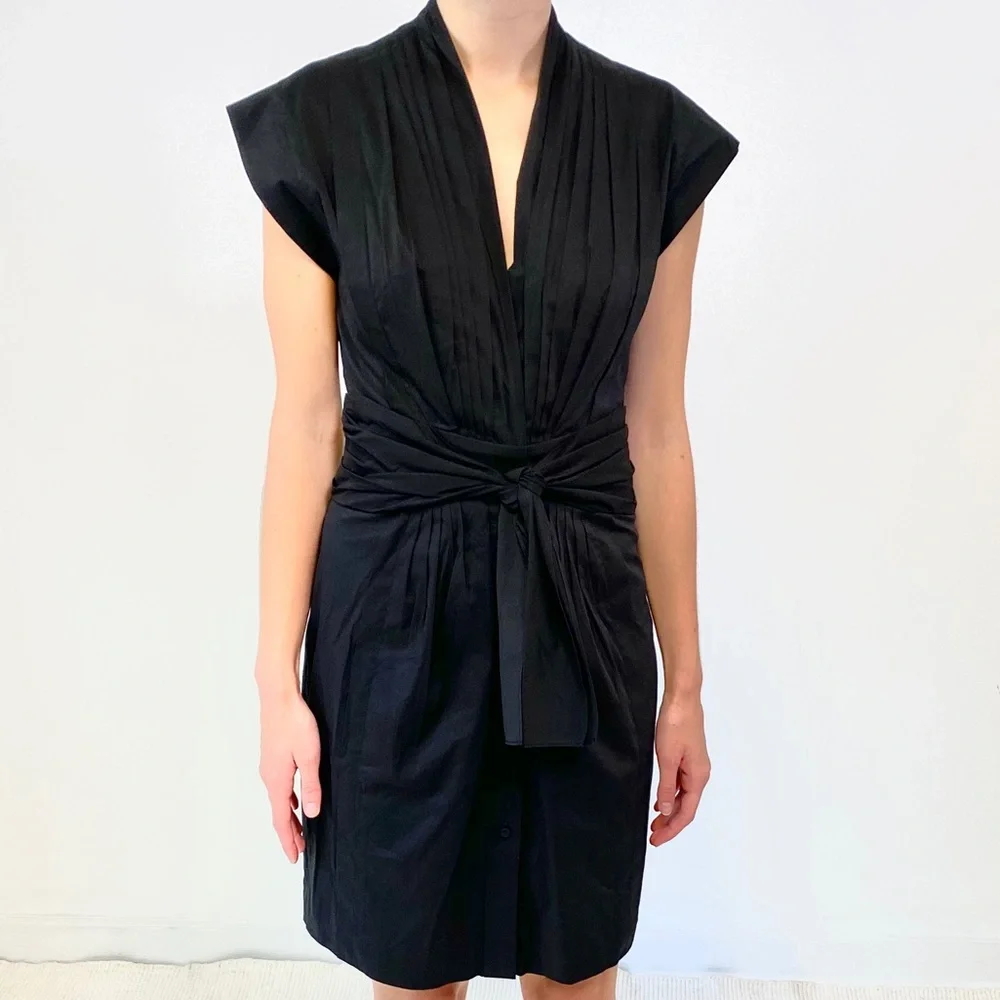 Anthropologie Dress BCBGMaxAzria 0 Kimono Wrap Belt Mini Black - Picture 1 of 11